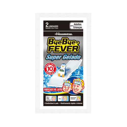 Adesivo para Alívio da Febre Hisamitsu Bye Bye Fever Super Gelado 2 Unidades 5cm X 12cm